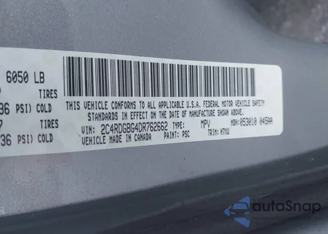 2013 Dodge Grand Caravan Se from USA, damaged, VIN 2C4RDGBG4DR762662
